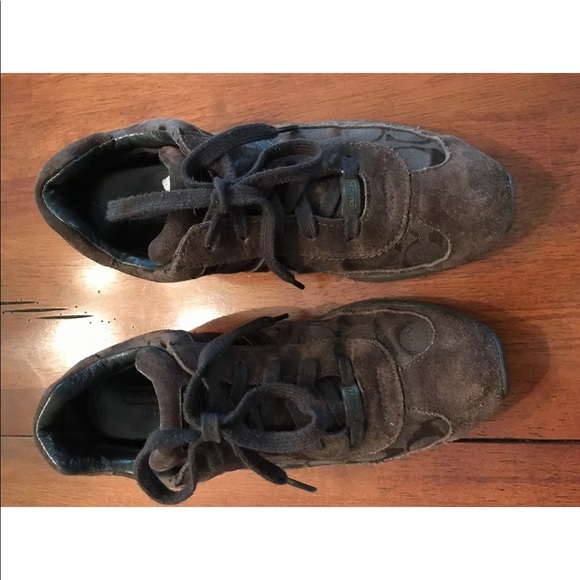 COACH Roxann Tennis Shoes Sneakers Brown Lace Ups - Picture 4 of 8